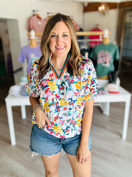 Blue Floral Top