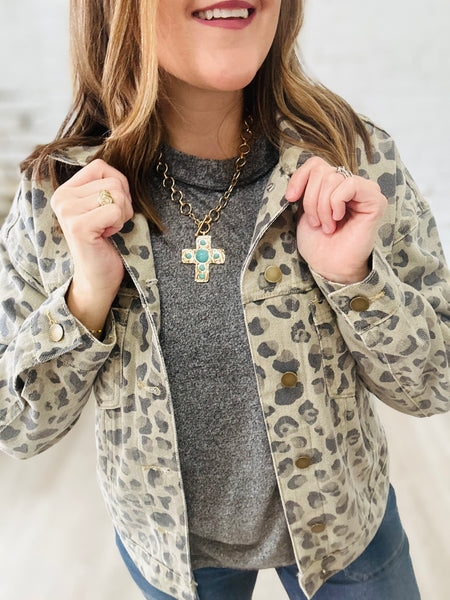 Leopard Denim Jacket