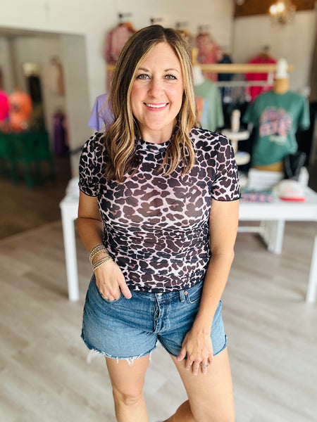 Leopard Mesh Top