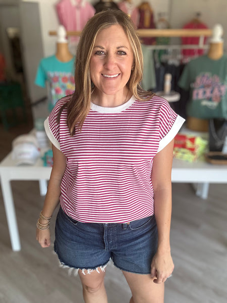 Stripe Top Magenta