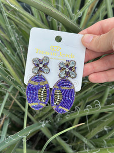 Purple Football Beaded Earrings