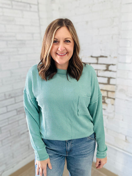 Ribbed Basic in Light Jade