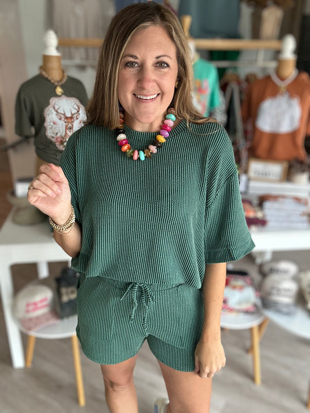 Hunter Green Ribbed Top