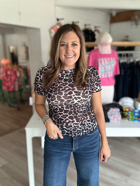 Leopard Mesh Top