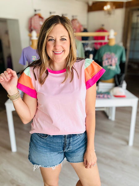 Pink Colorblock Top