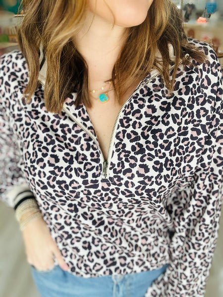 Leopard Zip Blouse
