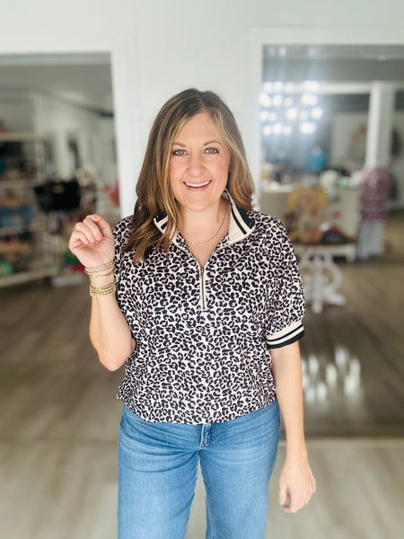 Leopard Zip Top