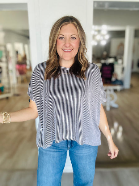Oversized Ribbed Top Black