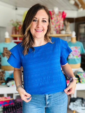 Blue Textured Top