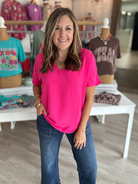 Abby Top in Hot Pink
