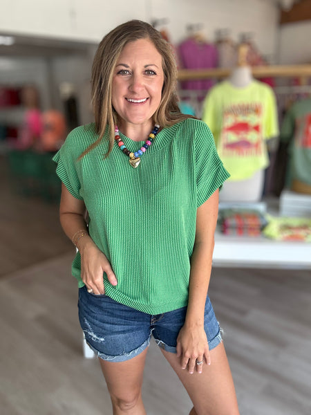 Ribbed Basic Top Green