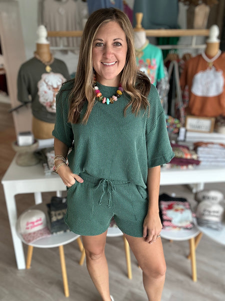 Hunter Green Ribbed Short