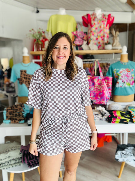 Brown Checkered Top