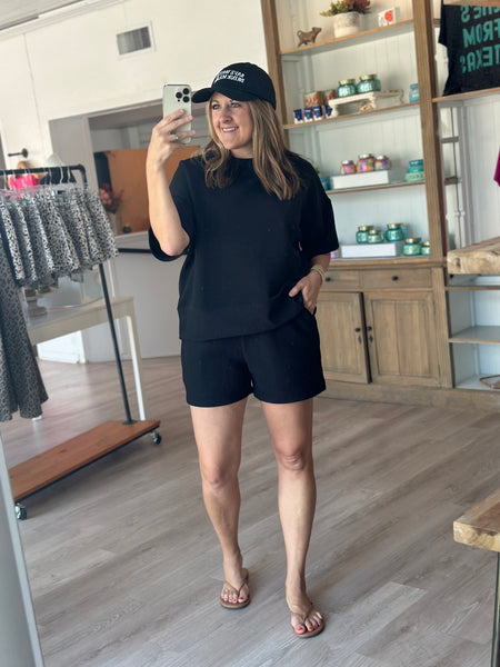 Black Ribbed Short