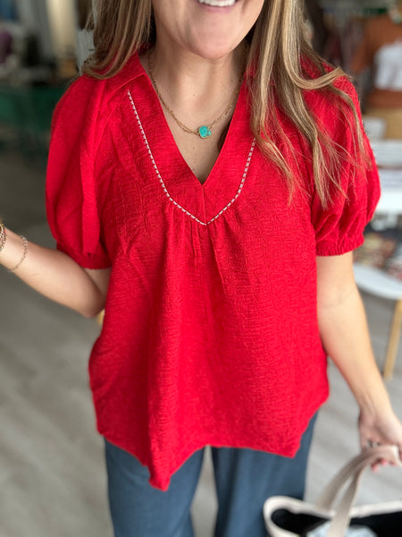 Red Abstract Top