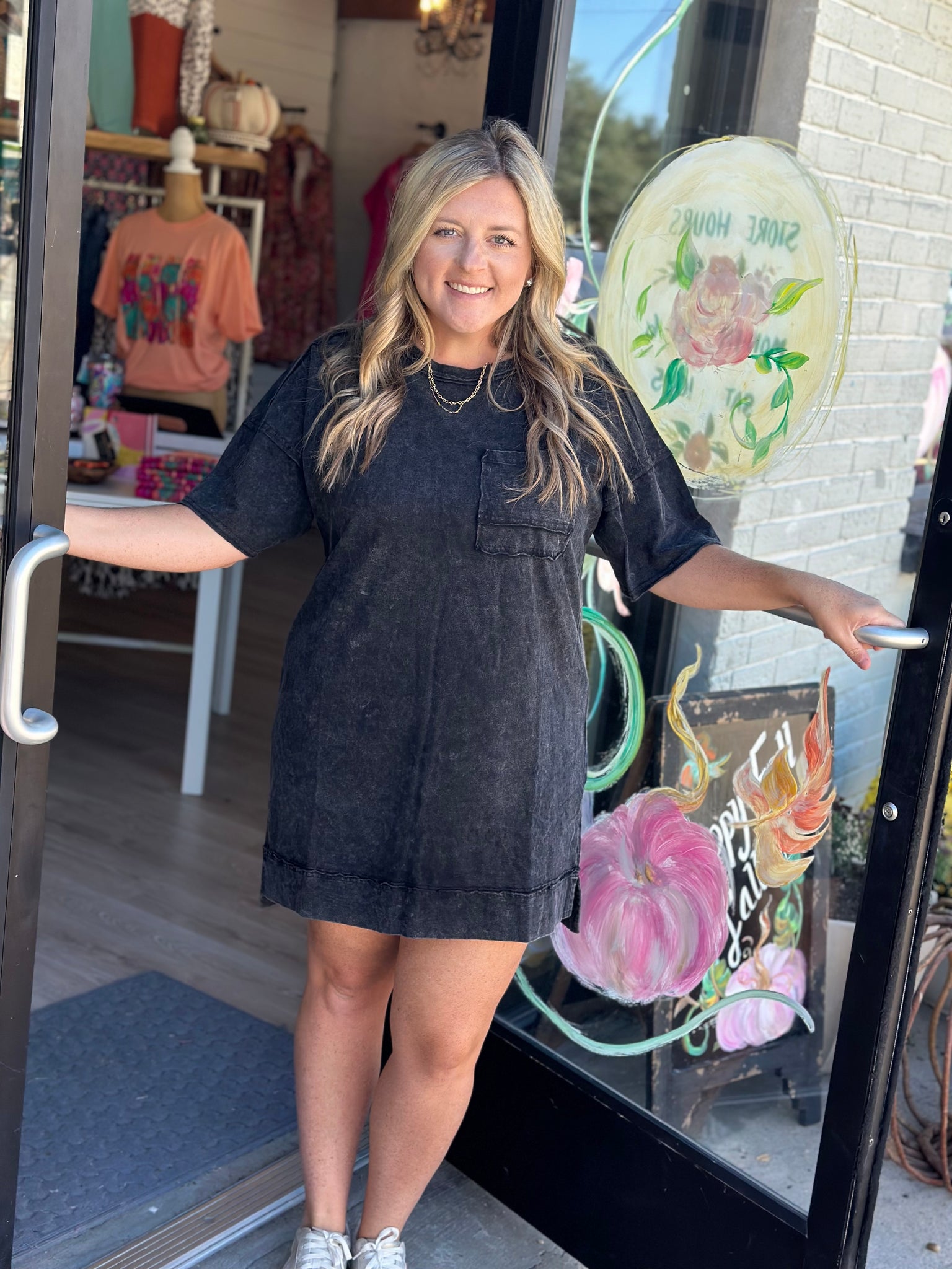 Mineral Wash Black Dress