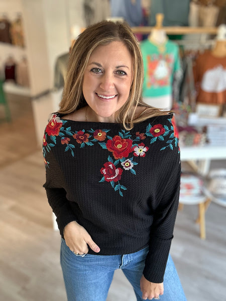Black Embroidered Top