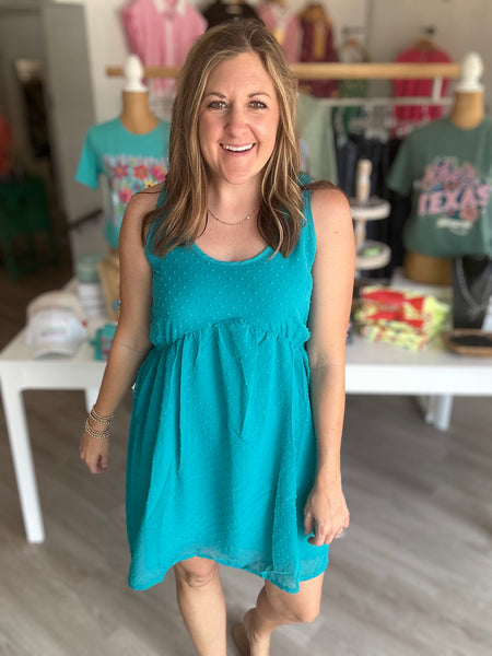 Teal V Dress