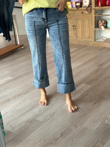 Cuffed Straight Denim