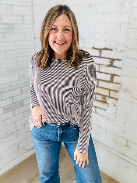 Oversized Ribbed Top in Brown