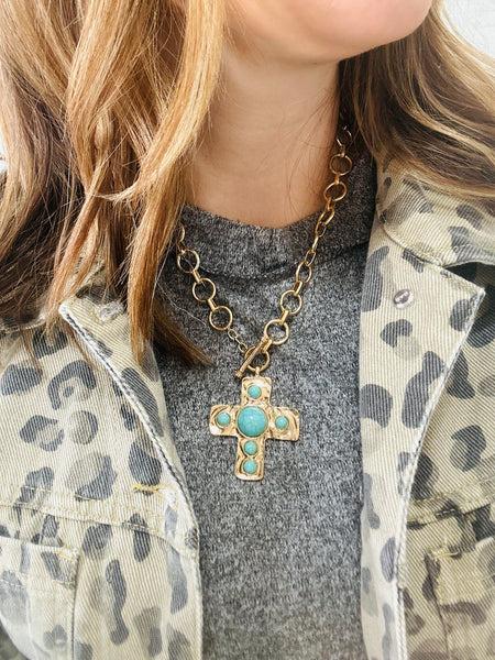 Faux Turquoise Toggle Necklace