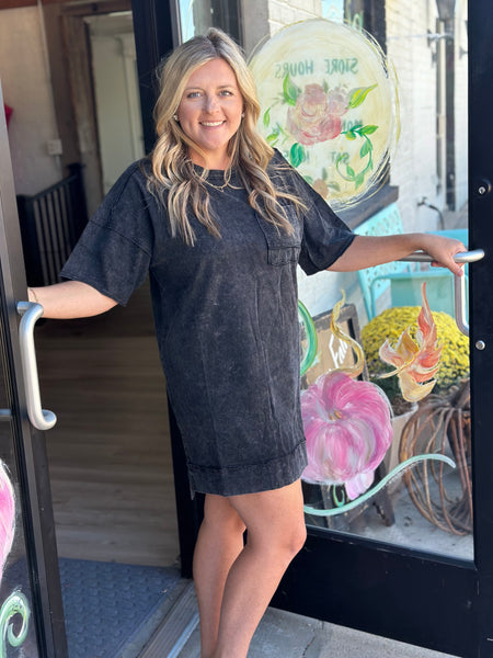 Mineral Wash Black Dress
