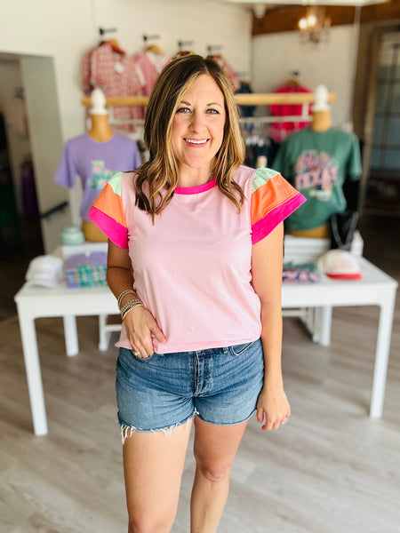 Pink Colorblock Top