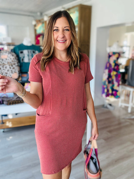 Alba Dress in Brick