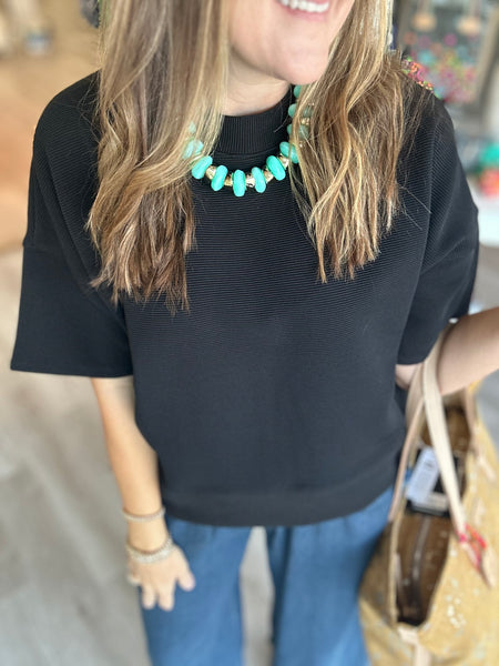 Classic Ribbed Top in Black