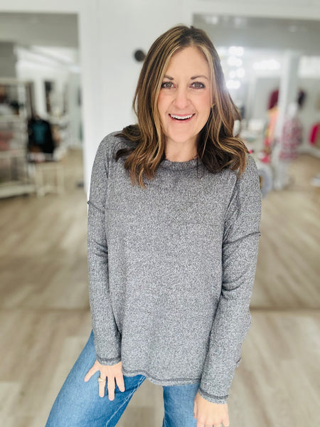 Soft Melange Hi-Lo in Black