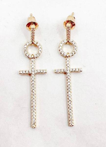 Dainty Crystal Cross Earrings
